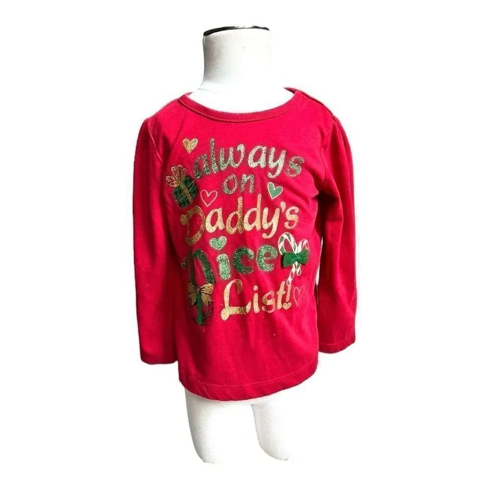 Baby Girls Celebrate Holidays Daddy’s Nice List LS Graphic Tee Shirt - Sz 24 mo